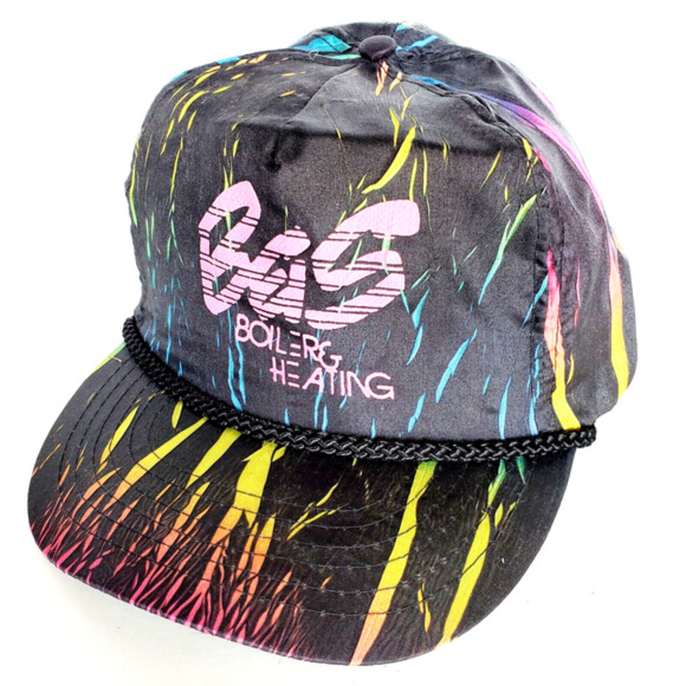 Vintage B&S Boiler Trucker Strapback 90's Tropical Colorful Print Rope Hat Cap